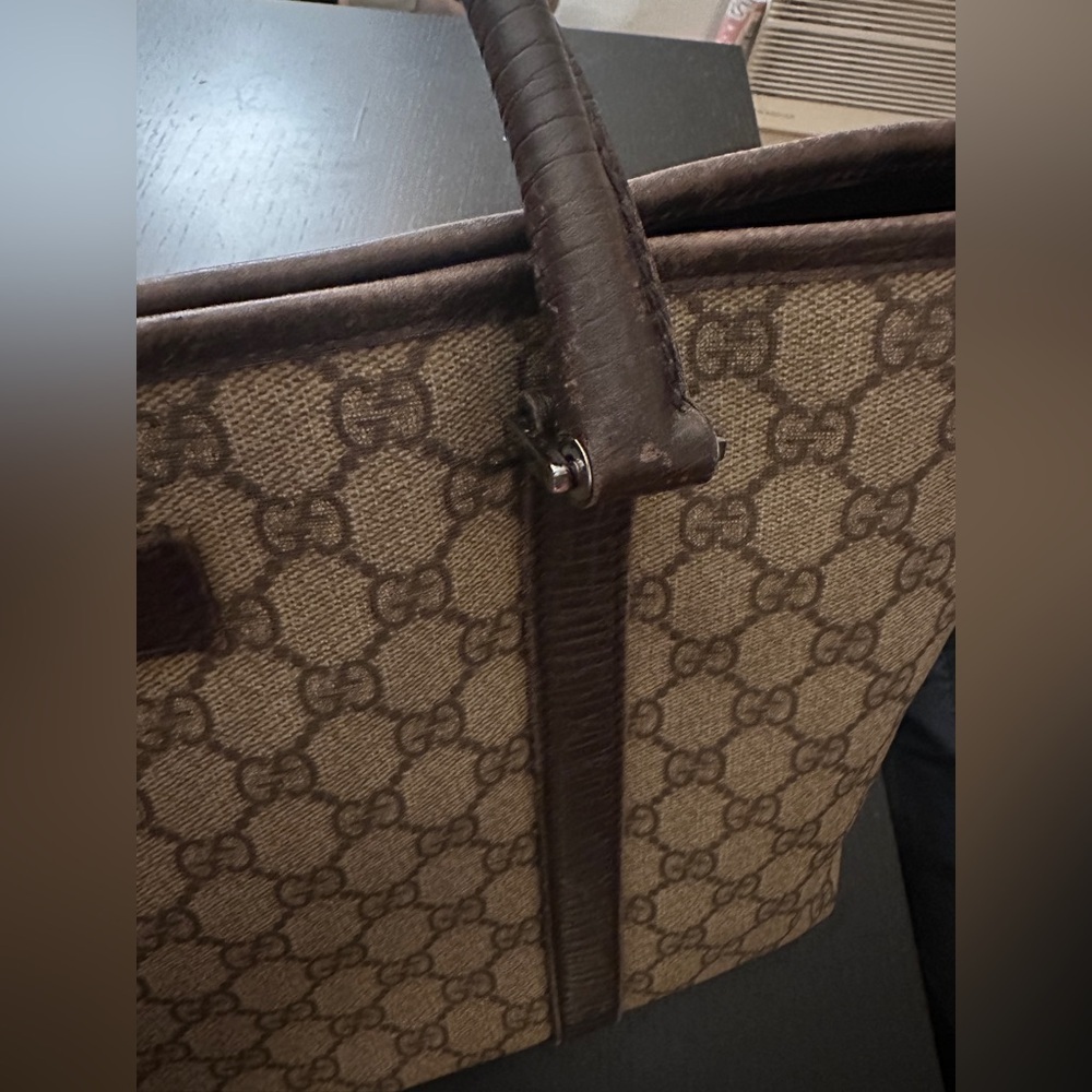 Gucci GG Supreme Canvas Tote Brown | Leather Trim | Authentic w COA - Picture 5 of 14